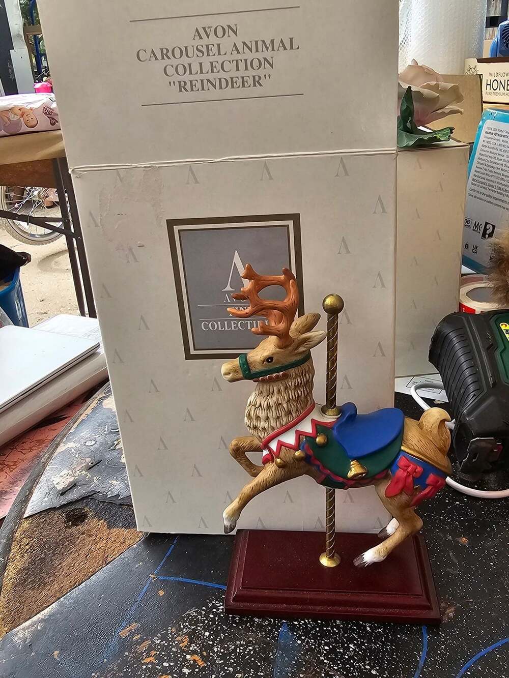 Avon Carousel Animal Collection Reindeer Figurine 1996 with Box